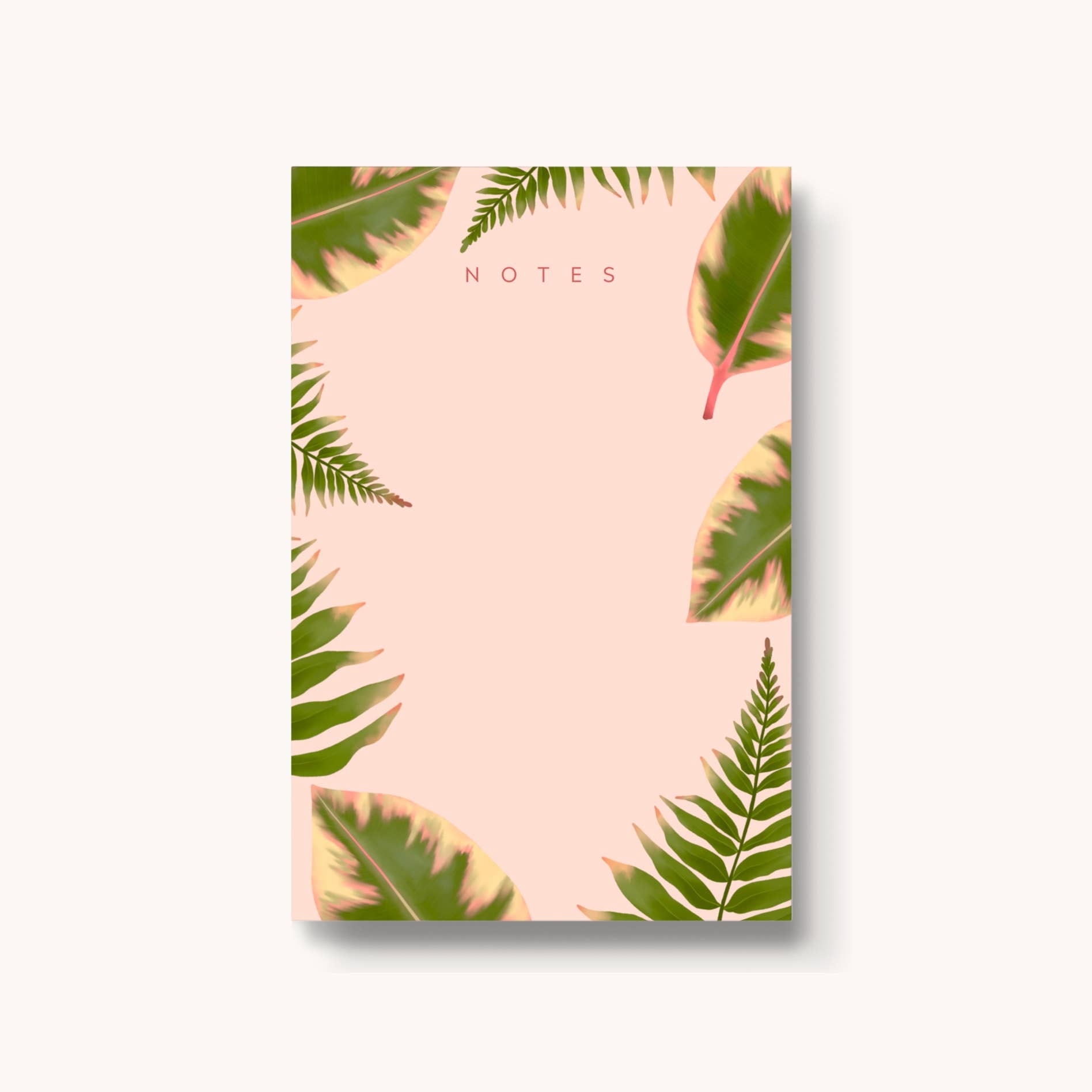 Pink Fern Leaves Notepad, 4x6 in.