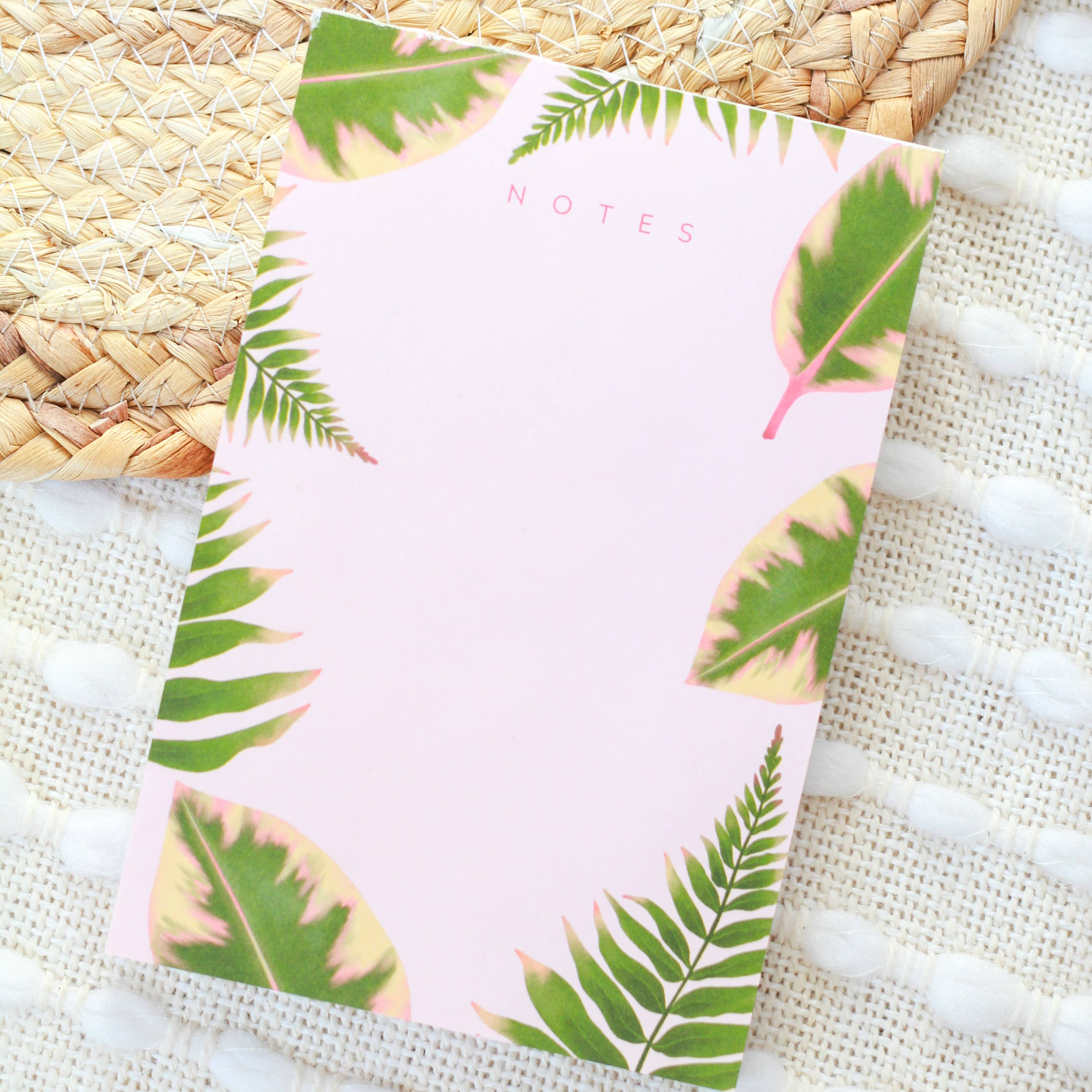 Pink Fern Leaves Notepad, 4x6 in.