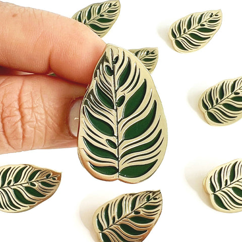 "Peacock" Calathea Leaf Enamel Pin