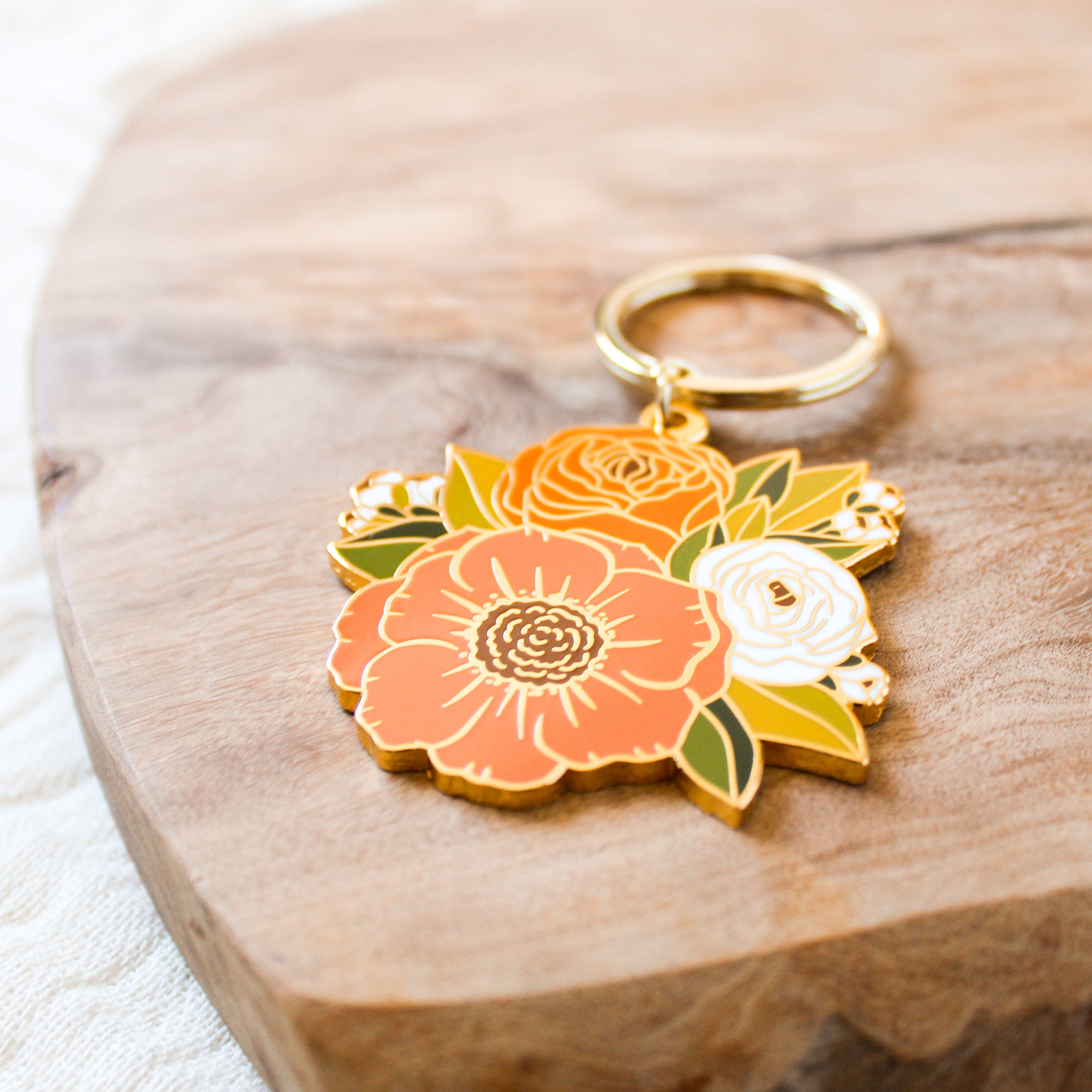 Bouquet Metal Keychain