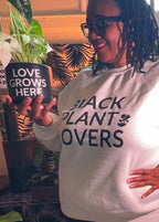 Black Plant Lovers Logo Graphic Crew Sweatshirt - White