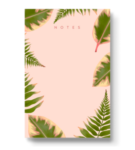 Pink Fern Leaves Notepad, 4x6 in.