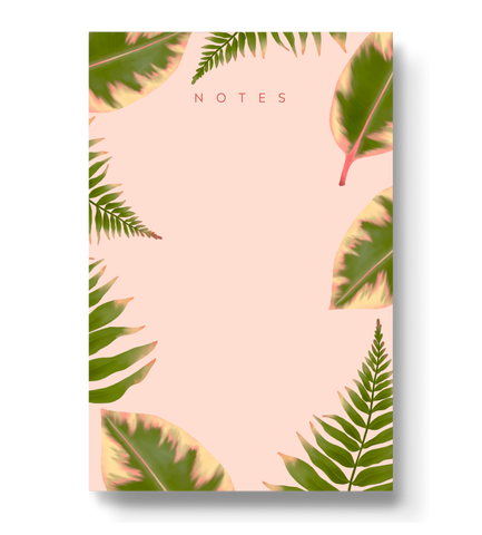 Pink Fern Leaves Notepad, 4x6 in.