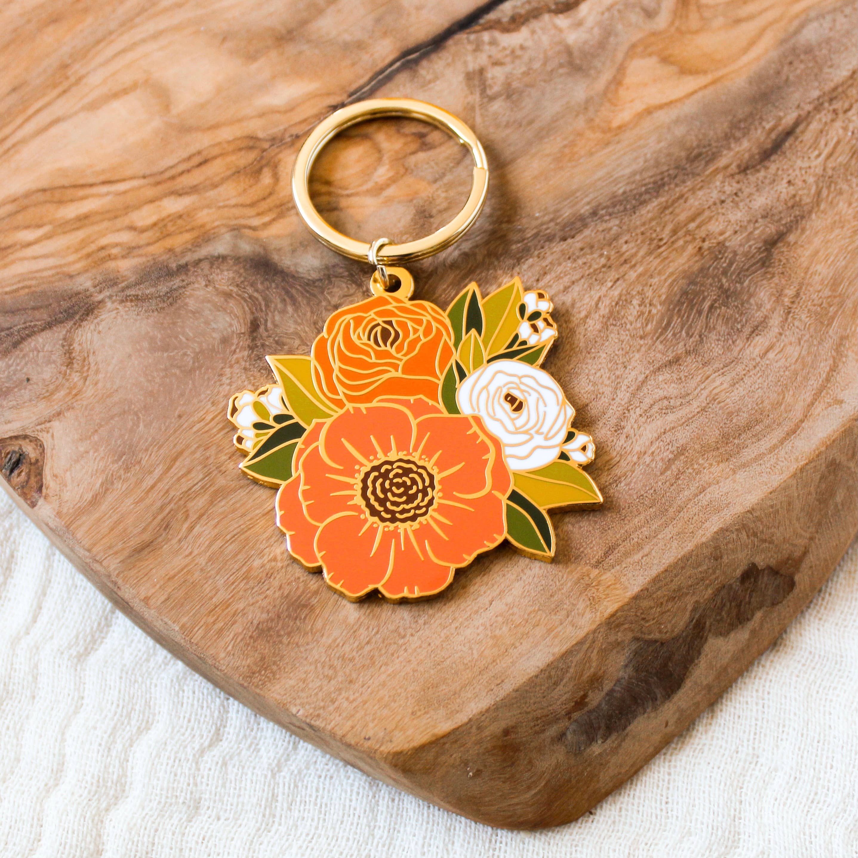Bouquet Metal Keychain