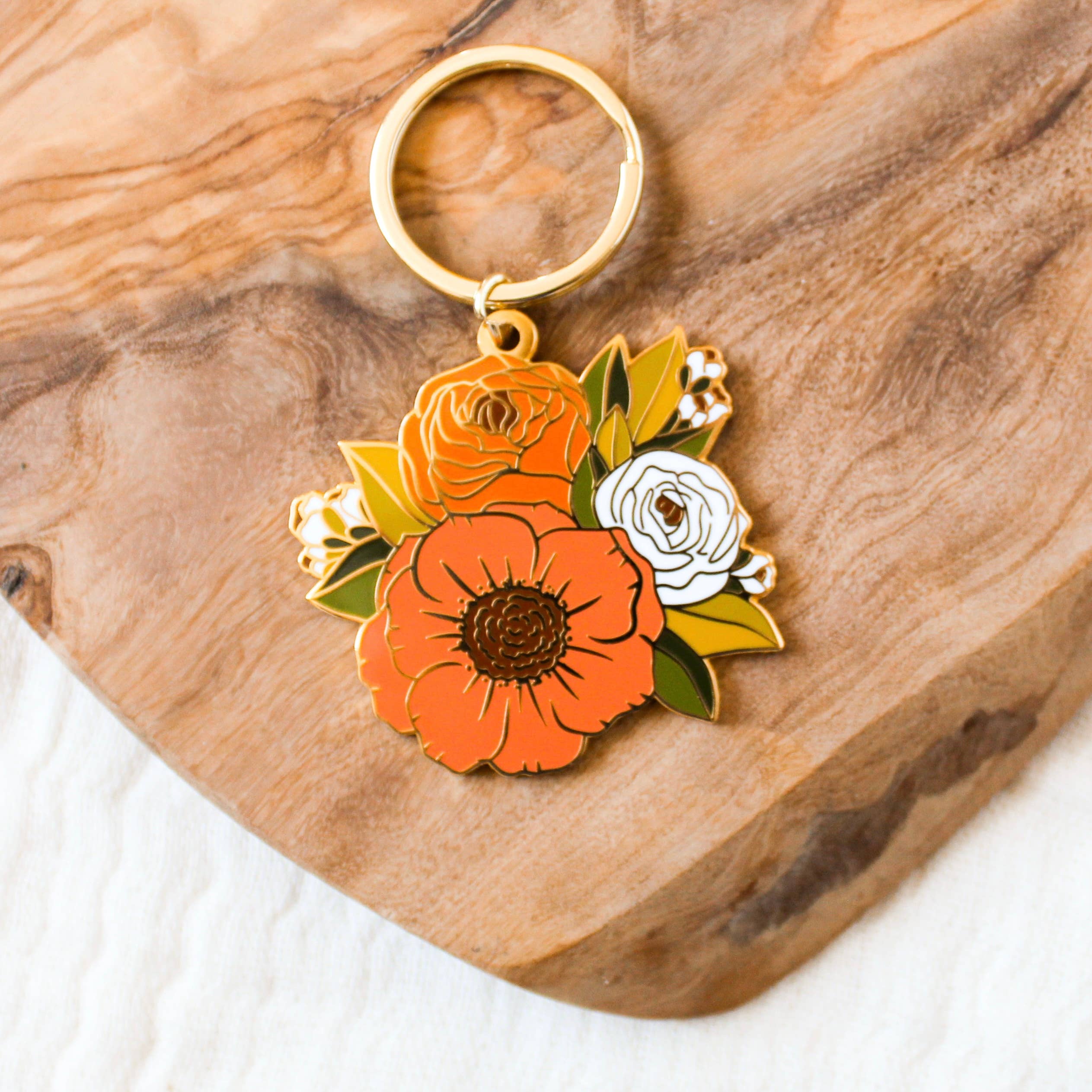 Bouquet Metal Keychain