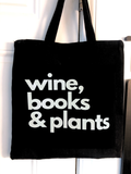 wine, books & plants tote bag - Black