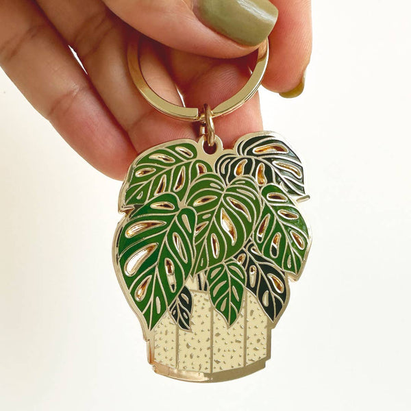 Swiss Monstera Plant Keychain 
