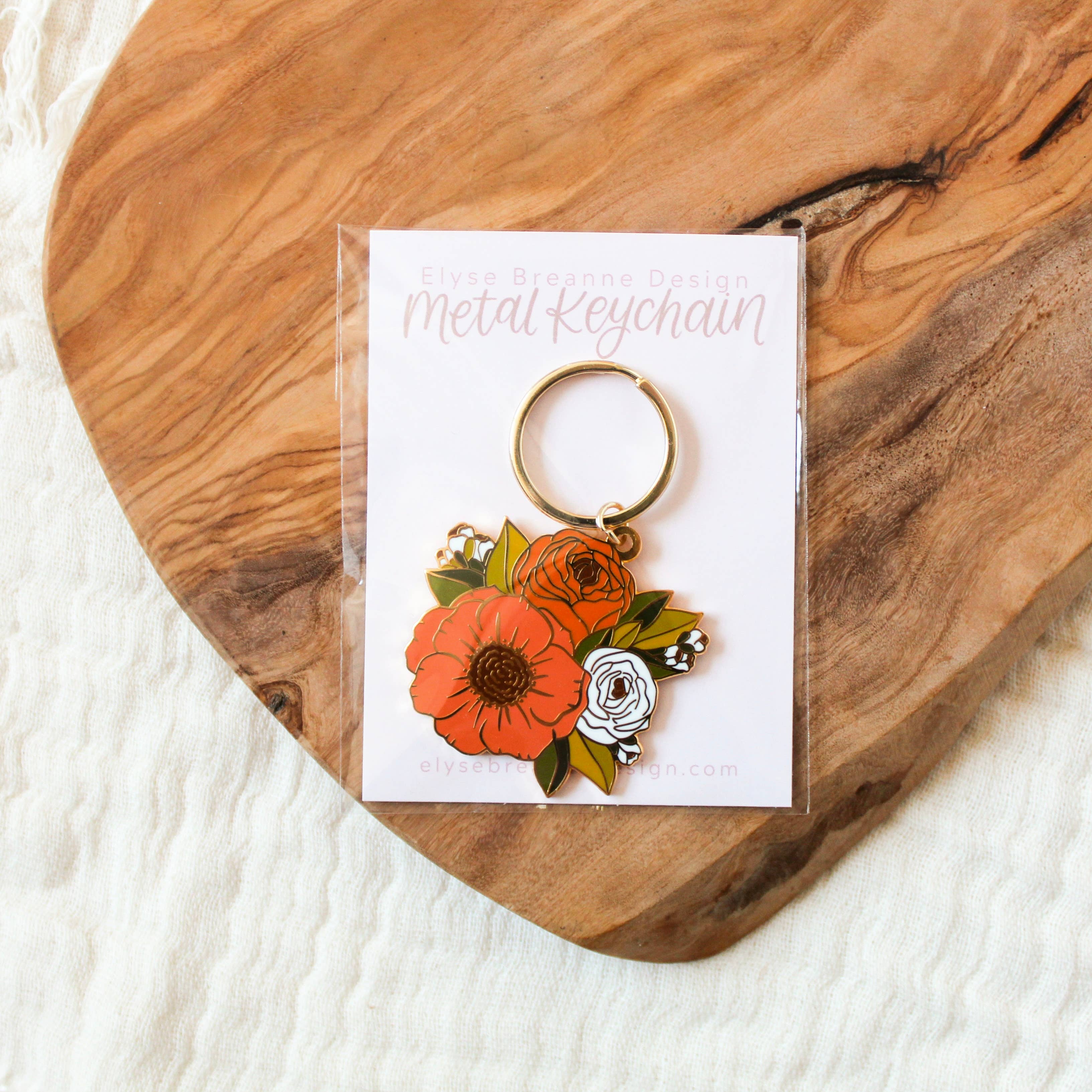 Bouquet Metal Keychain