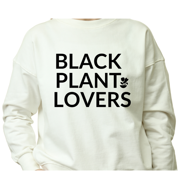 Black Plant Lovers Logo Graphic Crew Sweatshirt - White