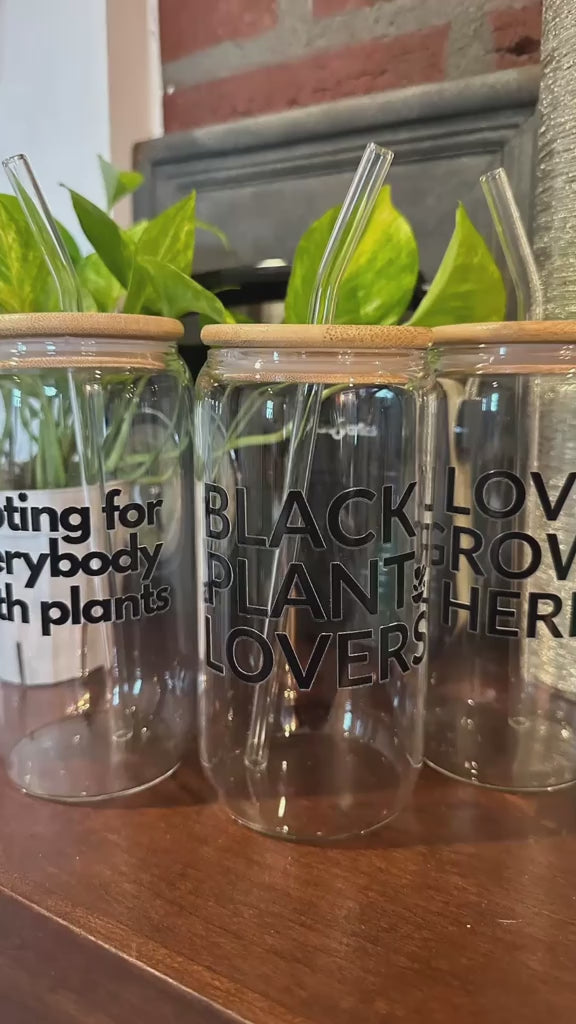 Rooting for Everybody With Plants 16 oz Can Cup w/Straw, Lid, Straw Cleaning Brush & Gift Box