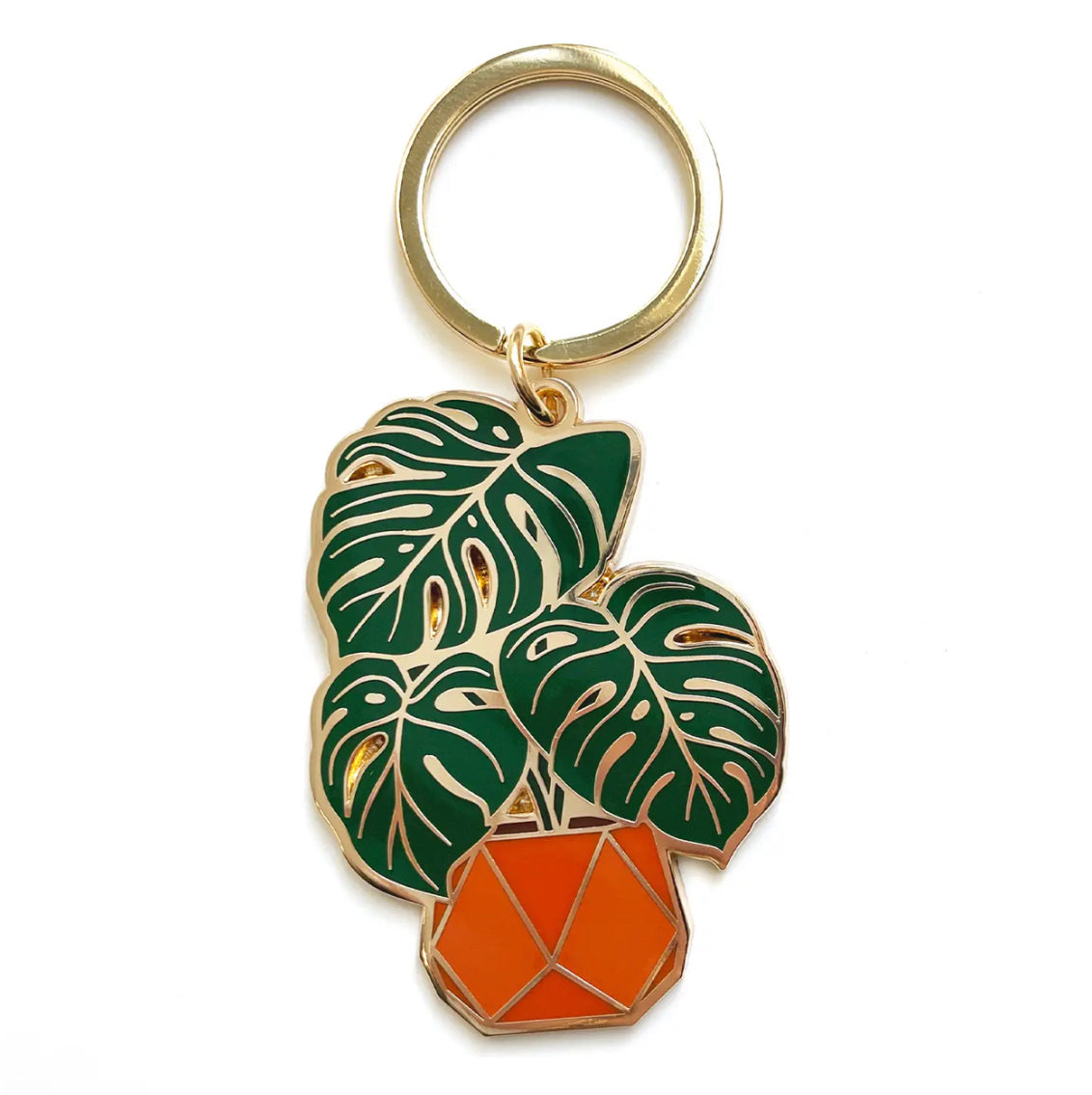 Monstera Enamel Keychain