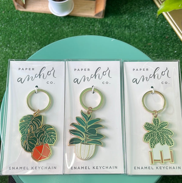 Monstera Enamel Keychain